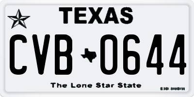 TX license plate CVB0644