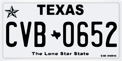 TX license plate CVB0652