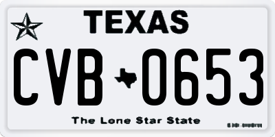 TX license plate CVB0653