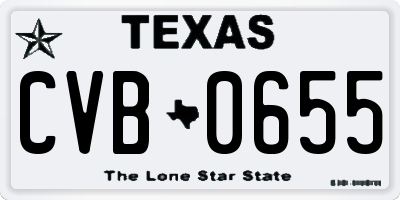 TX license plate CVB0655