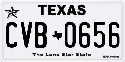 TX license plate CVB0656