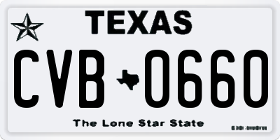 TX license plate CVB0660