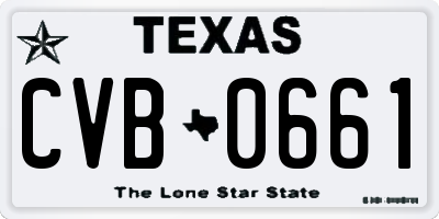 TX license plate CVB0661