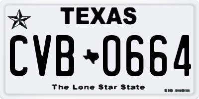 TX license plate CVB0664
