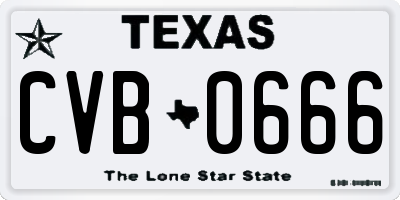 TX license plate CVB0666