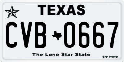 TX license plate CVB0667