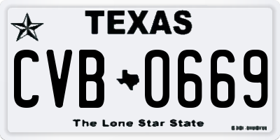 TX license plate CVB0669