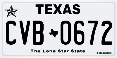 TX license plate CVB0672