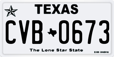 TX license plate CVB0673