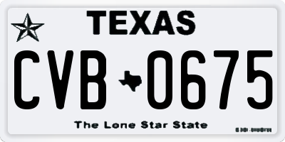 TX license plate CVB0675