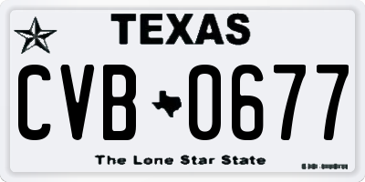 TX license plate CVB0677