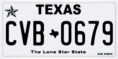 TX license plate CVB0679