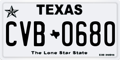 TX license plate CVB0680