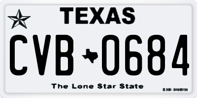 TX license plate CVB0684