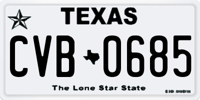 TX license plate CVB0685