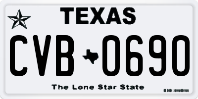 TX license plate CVB0690