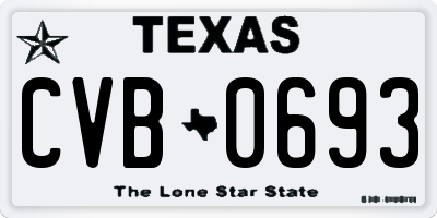 TX license plate CVB0693