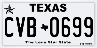 TX license plate CVB0699