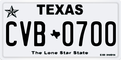 TX license plate CVB0700