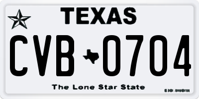TX license plate CVB0704