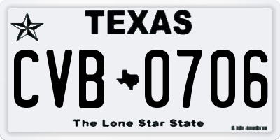TX license plate CVB0706