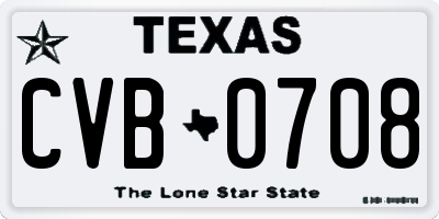 TX license plate CVB0708