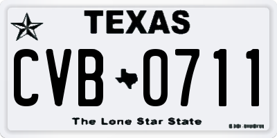 TX license plate CVB0711