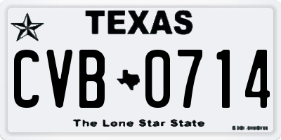 TX license plate CVB0714