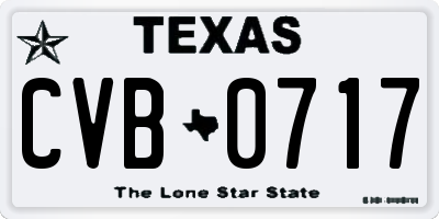 TX license plate CVB0717