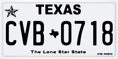 TX license plate CVB0718