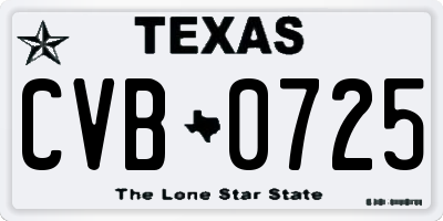 TX license plate CVB0725