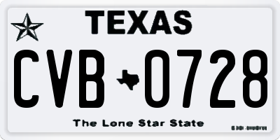 TX license plate CVB0728