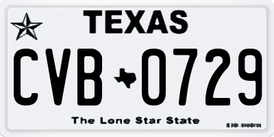 TX license plate CVB0729
