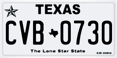 TX license plate CVB0730