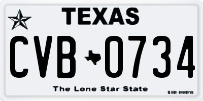 TX license plate CVB0734