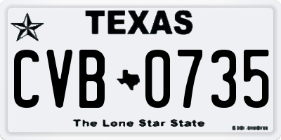 TX license plate CVB0735