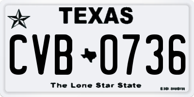 TX license plate CVB0736