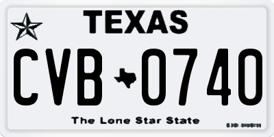 TX license plate CVB0740