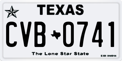 TX license plate CVB0741