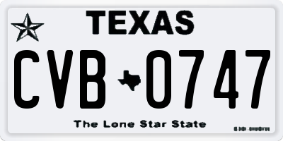 TX license plate CVB0747