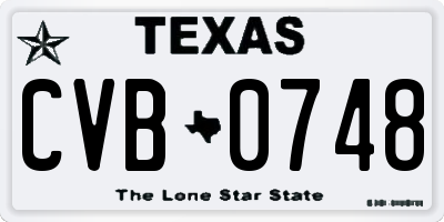 TX license plate CVB0748