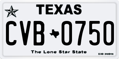 TX license plate CVB0750