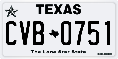 TX license plate CVB0751