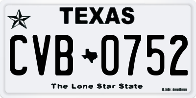 TX license plate CVB0752