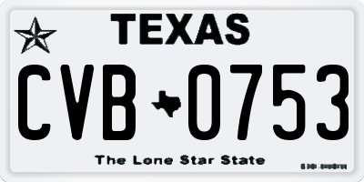 TX license plate CVB0753