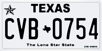 TX license plate CVB0754