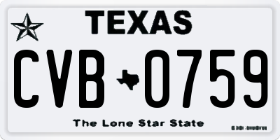 TX license plate CVB0759