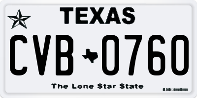 TX license plate CVB0760