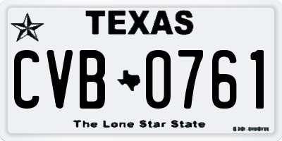 TX license plate CVB0761