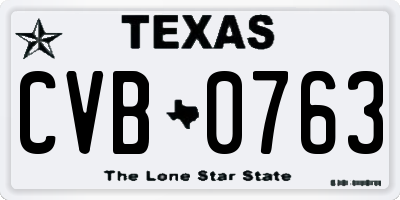 TX license plate CVB0763
